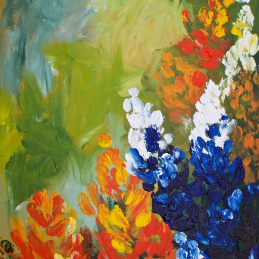Finger painting bluebonnet Flowers Abstract 