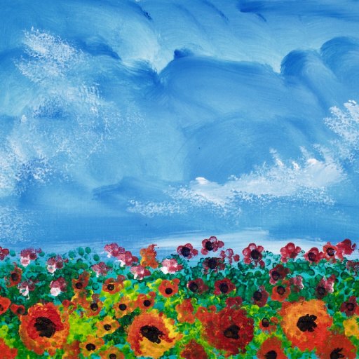 Q-tip Painting of Poppies in a field  Acrylic on Canvas  The Art Sherpa 