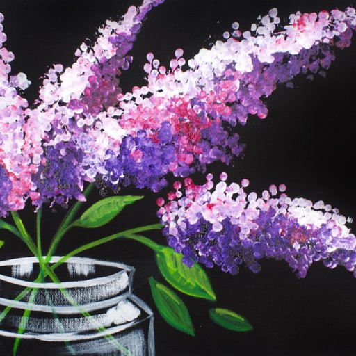 Lilacs in Mason Jar Q Tip Painting