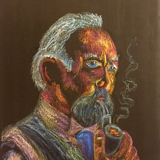 Man with Pipe in oil pastels