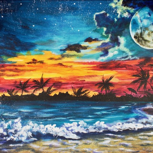 Night Sky,  Waves and Beach Landscape