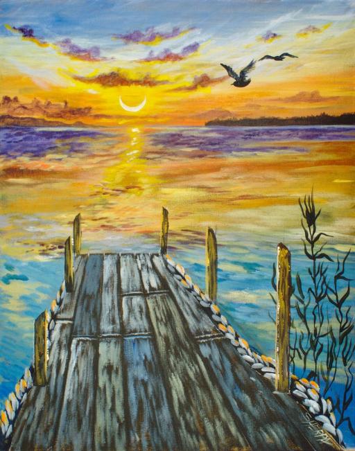 sunset over water with pier - gallery - the art sherpa