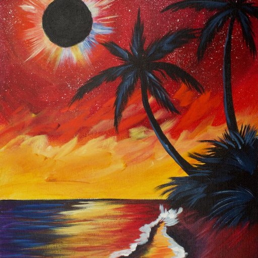 Solar Eclipse over Tropical Beach - Space Week The Art Sherpa