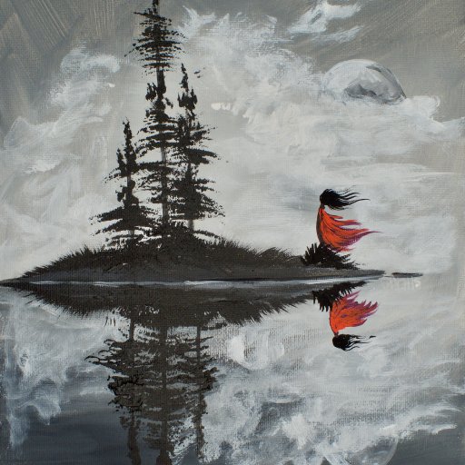 Wild woman with trees and lake Reflection painting  The Art Sherpa