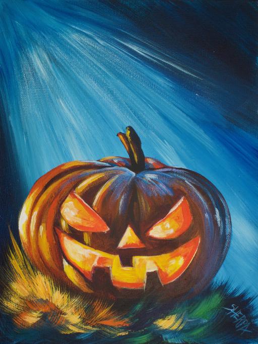 acrylic halloween painting canvas paintings sherpa beginners paint lantern jack pumpkin tutorials theartsherpa spooky night lesson kunst beginner learn techniques