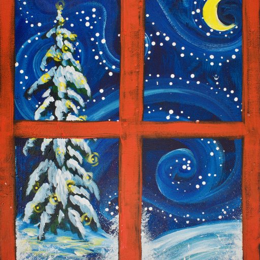 Winter Window with Christmas Tree The Art Sherpa