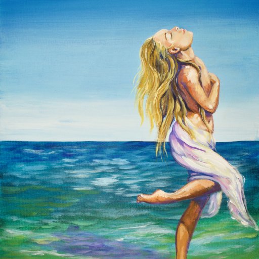 Girl in the ocean  acrylic painting  The Art sherpa 