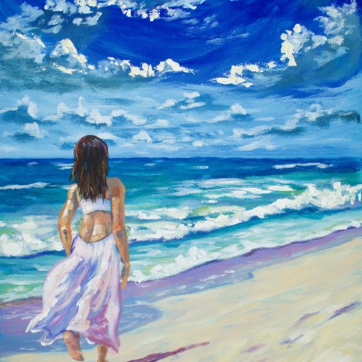 Beautiful Girl in the Beach painting The Art Sherpa