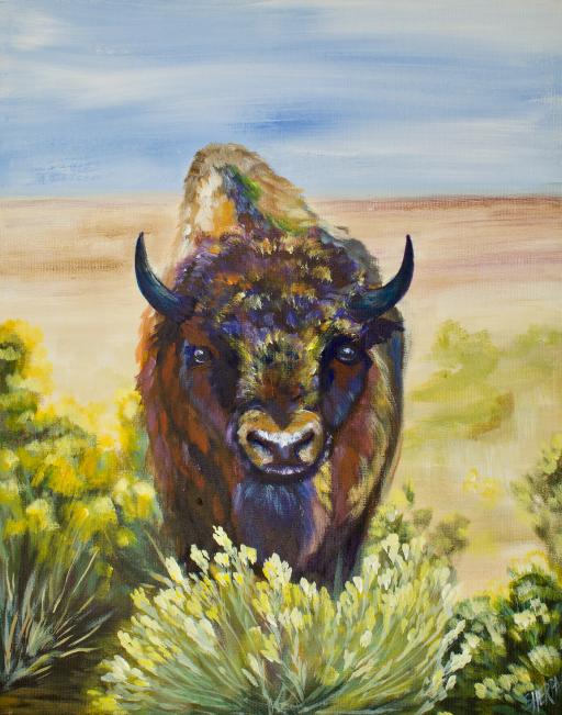 How To Paint An American Bison Acrylic On Canvas For Beginning Artists