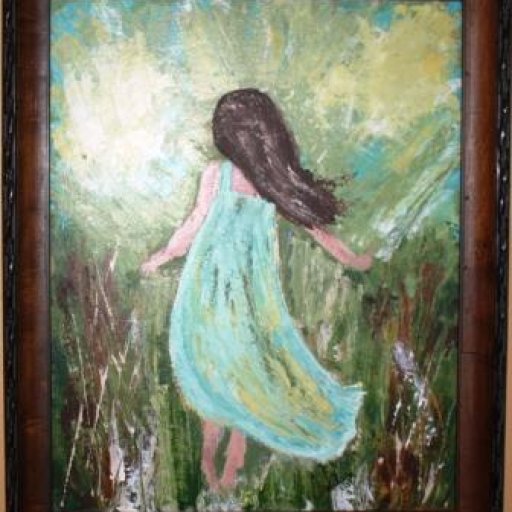 Pallet Knife painting of girl walking away