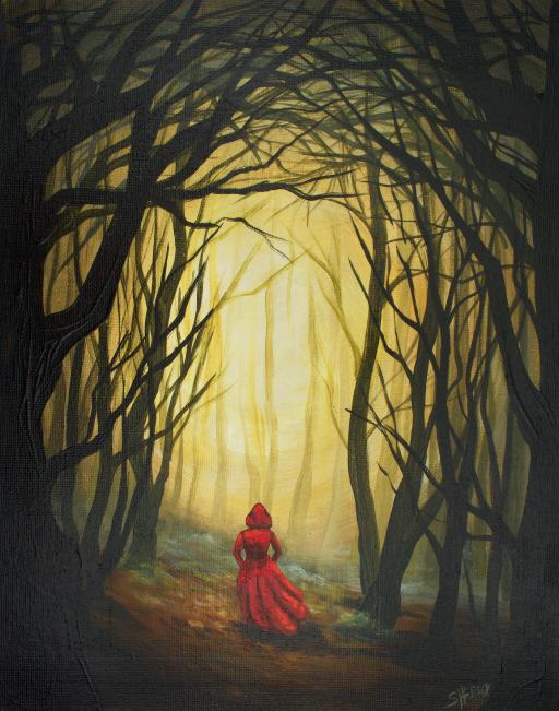 Red Riding Hood Into The Dark Woods Acrylic Painting Tutorial The Art