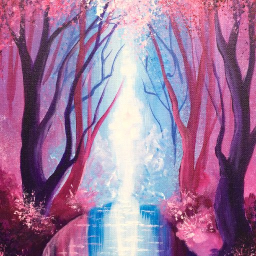 Pink Trees with Reflections The Art Sherpa