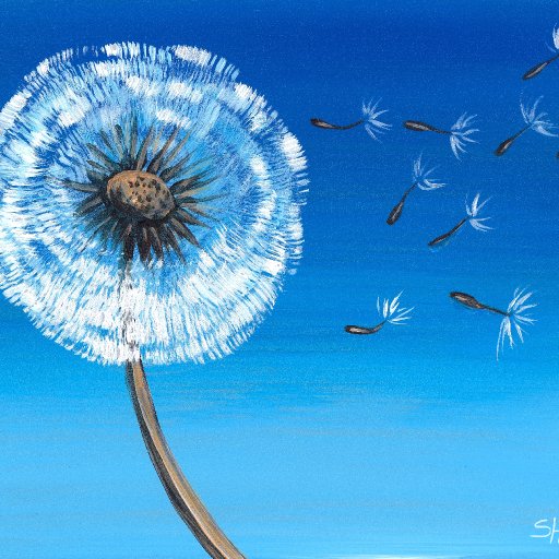 Wish Dandelion Acrylic painting  tutorial 