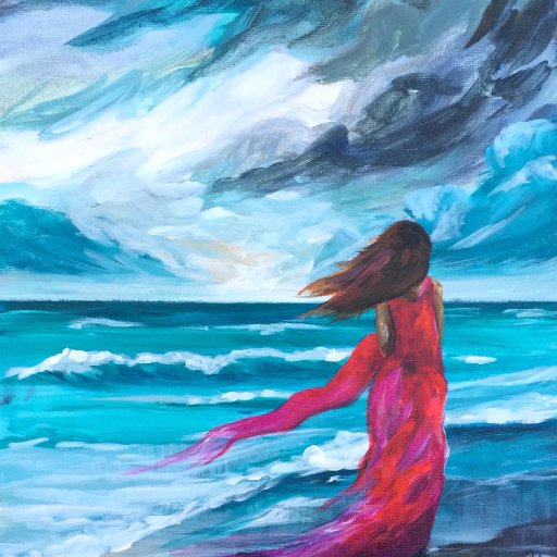 Storm watcher a girl walking the beach 