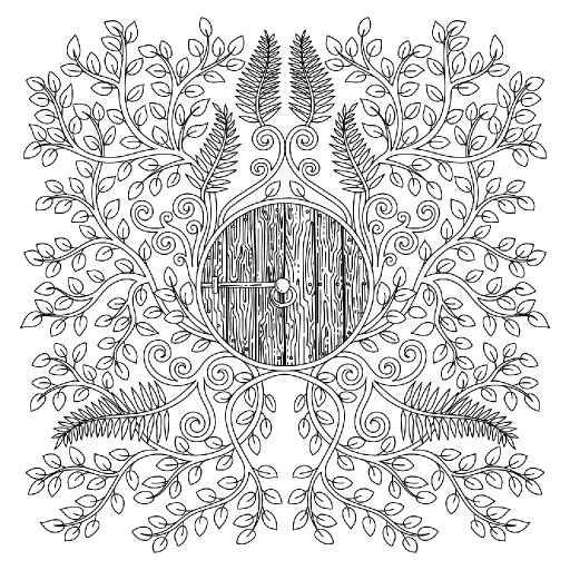 Hobbit Door Coloring Book Page