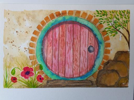 Lotr Watercolor 1 Hoot Hobbit Door - Gallery - Nancycarol 