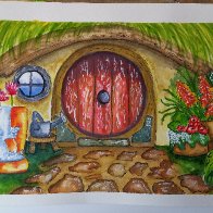 LOTR watercolor Shire Doorway