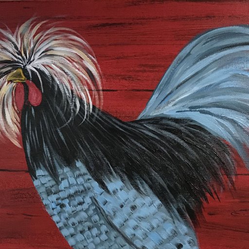 9 - first rooster - polish blue Angela Anderson tutorial