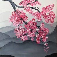 8 - Cherry Blossom c Mountains Paint c Jane tutorial