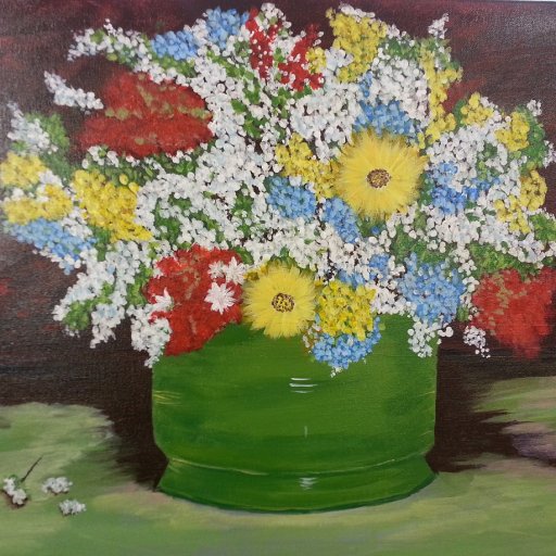  Van Gogh's Vase with zinnias and flowers