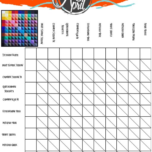Blank color chart 2020 Acrylic April 