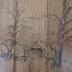 pencil on wood covered bridge