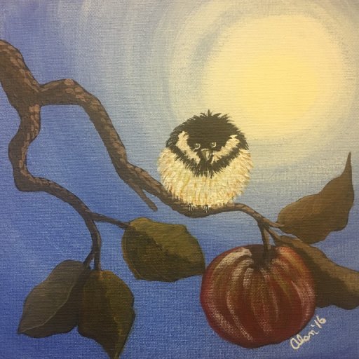 2016-10-26 Happy Chickadee And Apple Branch -Sherpa (Medium)