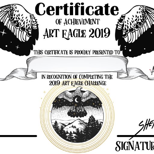 Art Eagle 2019 certificate 