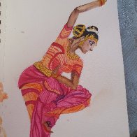 Bharatanatyam Dancer in Orange