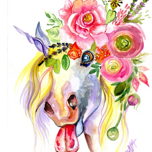 silly horse watercolor patron 