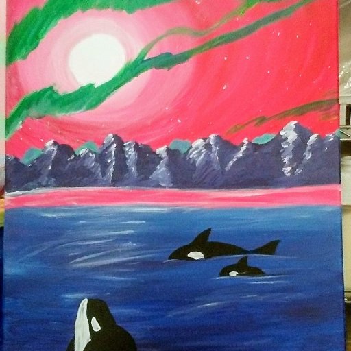 Orcas Under Aurora