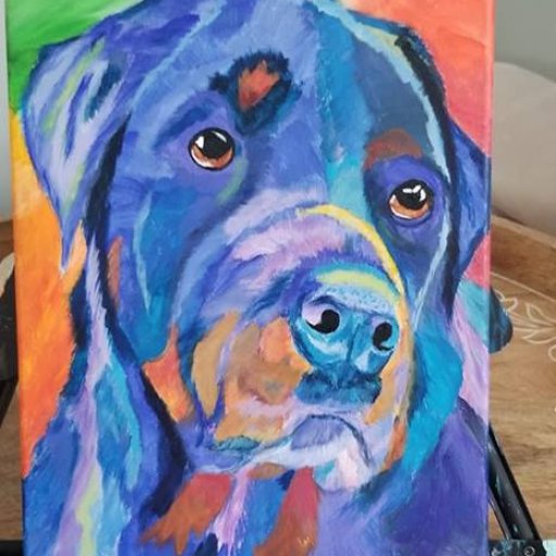 colorful black lab painting