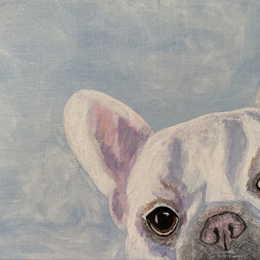 cream faced upclose frenchie painting