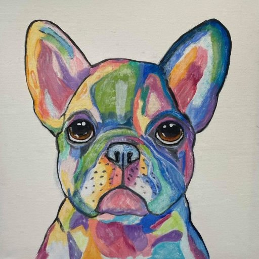 Multi colored frenchie painting (2)