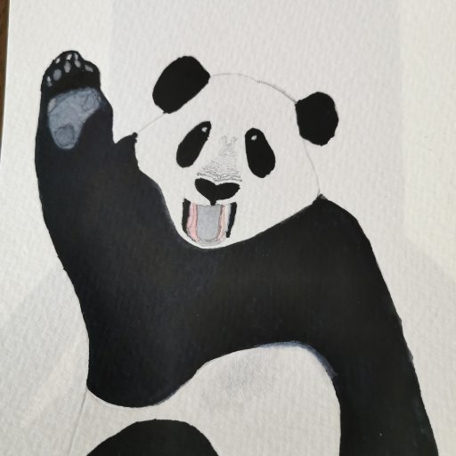 Waving Panda in Watercolour