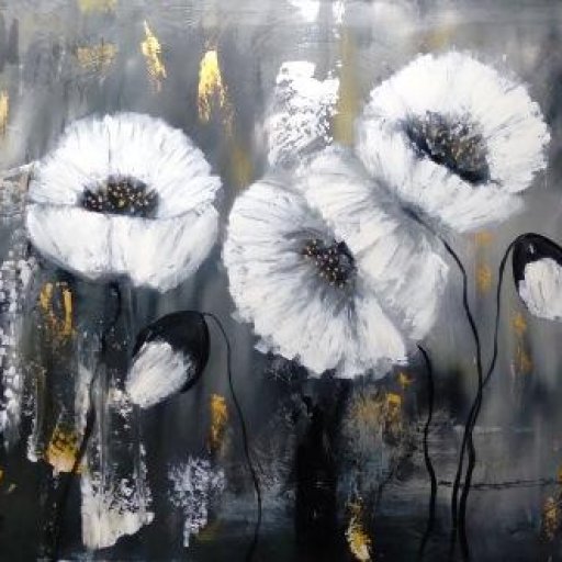 31-Abstract Flowers 36 x 48 Gallery Wrapped Canvas - Acrylic-