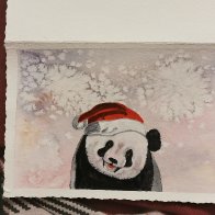 Panda at Christmas in Watercolour