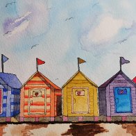 Beach Huts in Watercolour