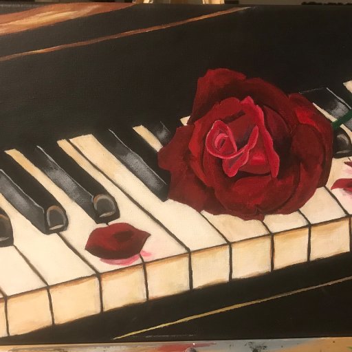 Rose on piano 