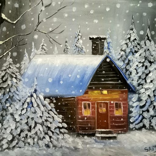 Cabin under the snow