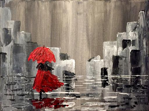 A walk in the rain - Painting with Jane  tutorial 16x20 canvas  board