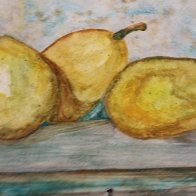 watercolor pear, quest 1