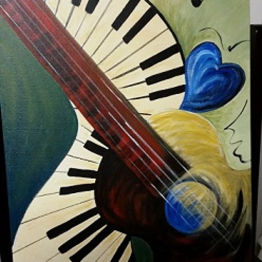 abstracted guitar, piano