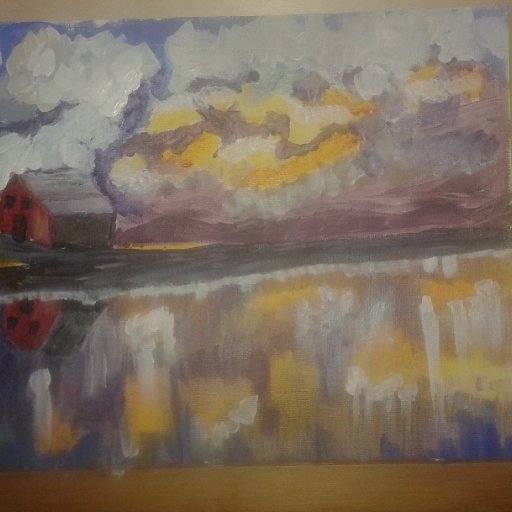 Red Barn after rain - reflection