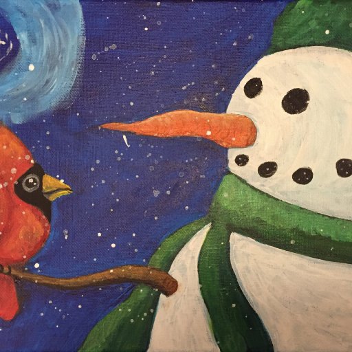 Snowman with Cardinal