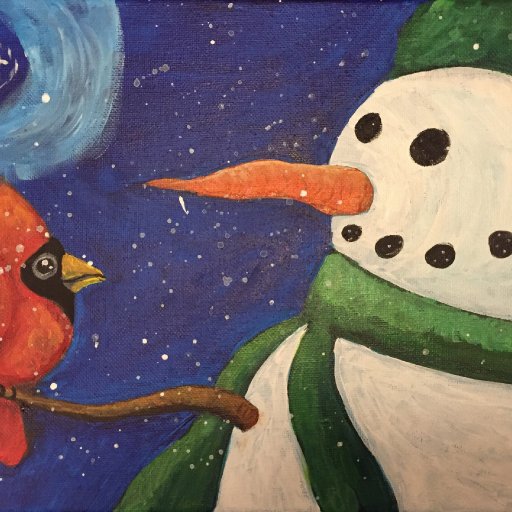 Snowman with Cardinal