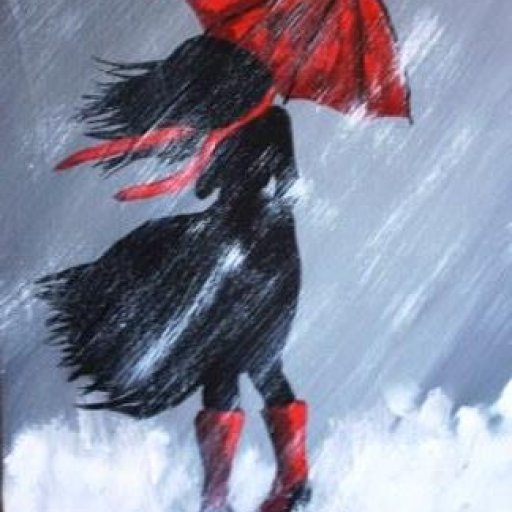 Girl in the rain with Red Boots