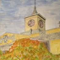 court house water color