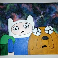 Finn and Jake in Space 24x32 inch canvas