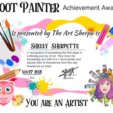 The Art Sherpa Hand Signed One Hoot Painter Achievement Award